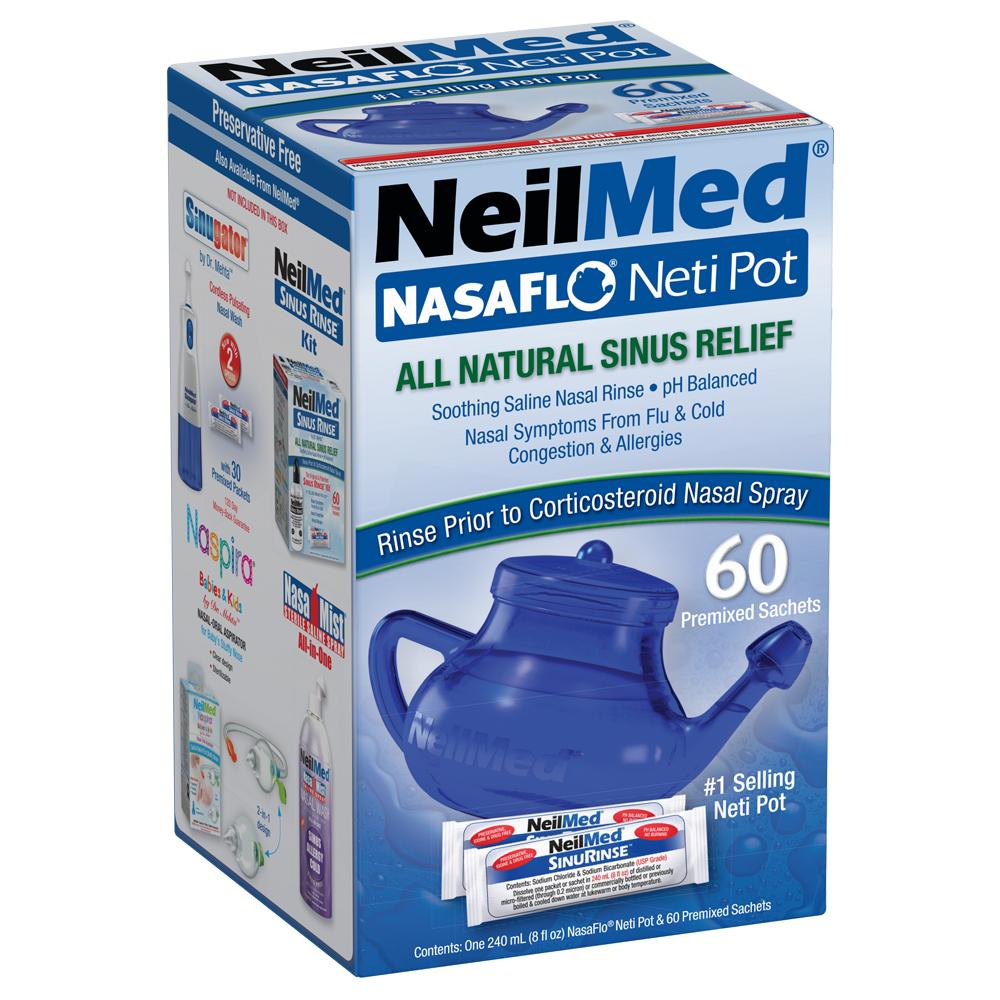 NeilMed Sinus Rinse - A Complete Sinus Nasal Rinse Kit With 60 Premixed  Packets